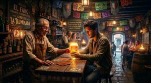 Taberna "El Faro", fundada el 24 de agosto de 1985, donde se sirven tragos de luz con la famosa cerveza de la casa "La iluminada".